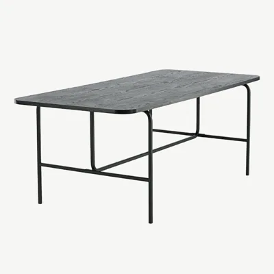 Must MDF-ist söögilaud Uno metallraamiga (200 × 90 cm) - 15592-488