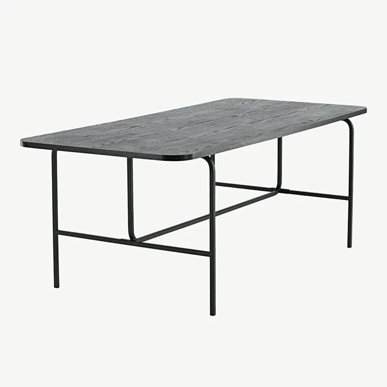 Must MDF-ist söögilaud Uno metallraamiga (200 × 90 cm) - 15592-488
