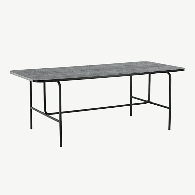 Must MDF-ist söögilaud Uno metallraamiga (200 × 90 cm) - 15592-488