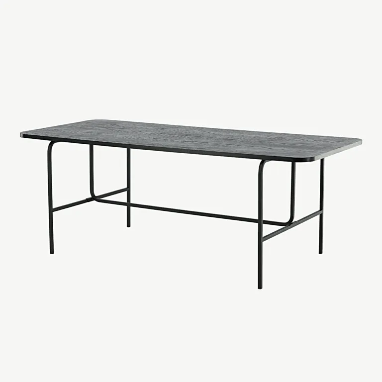 Must MDF-ist söögilaud Uno metallraamiga (200 × 90 cm) - 15592-488