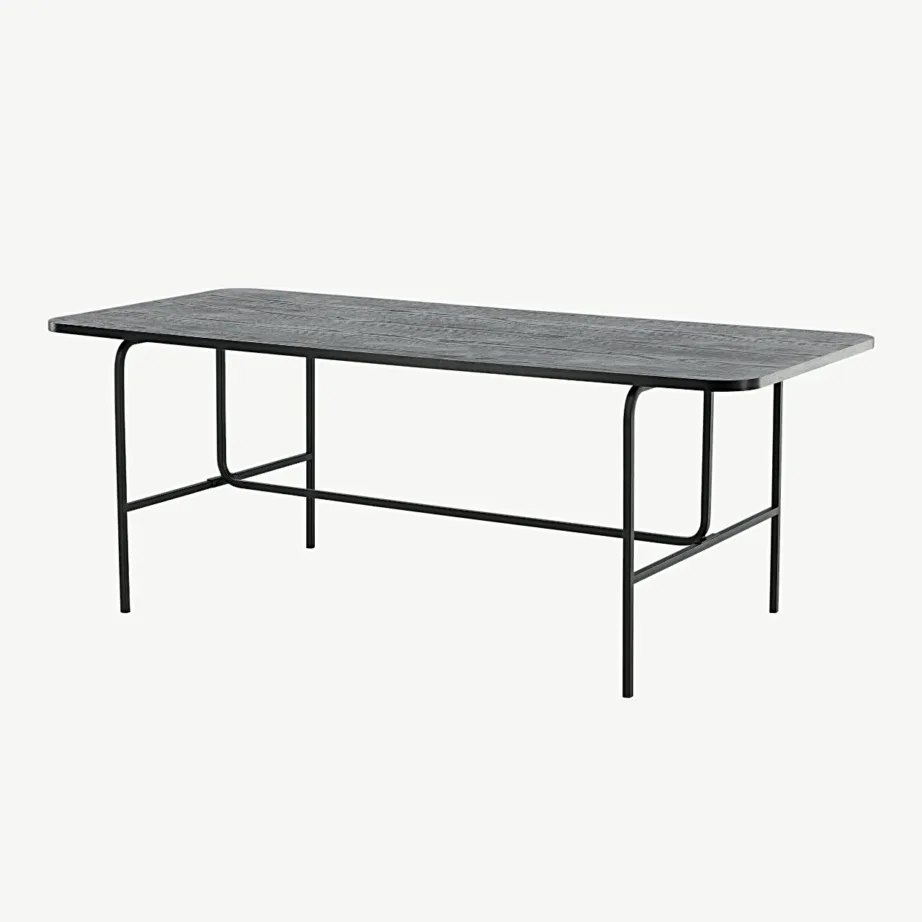 Must MDF-ist söögilaud Uno metallraamiga (200 × 90 cm), 15592-488 – 5