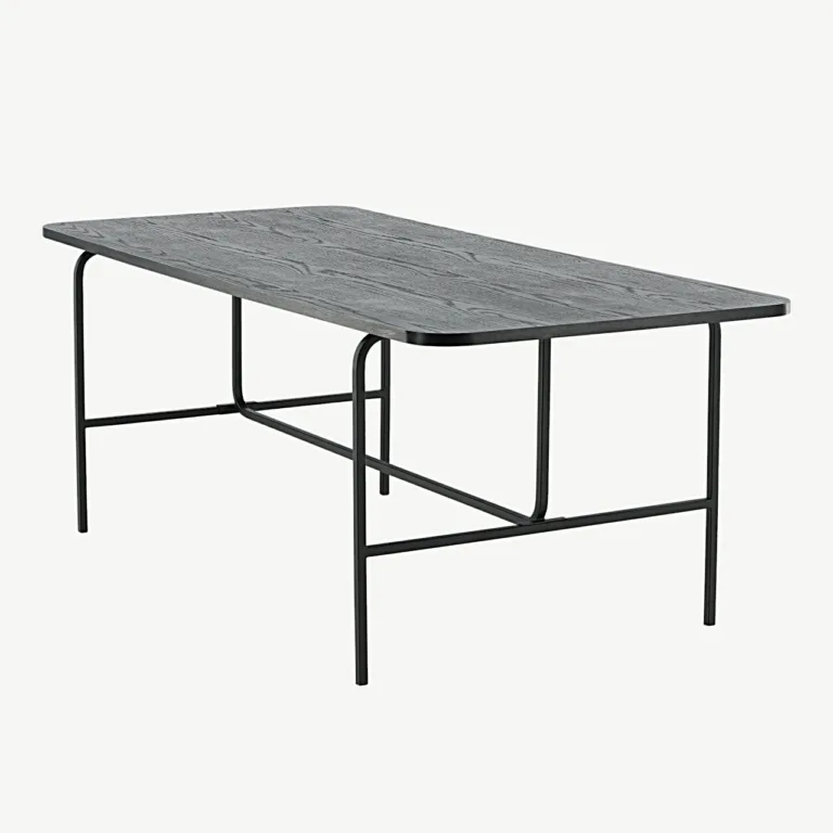 Must MDF-ist söögilaud Uno metallraamiga (200 × 90 cm) - 15592-488