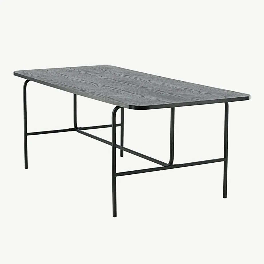 Must MDF-ist söögilaud Uno metallraamiga (200 × 90 cm), 15592-488 – 6