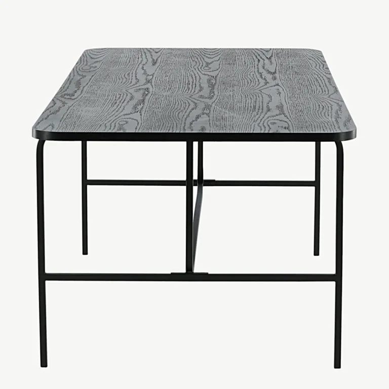 Must MDF-ist söögilaud Uno metallraamiga (200 × 90 cm) - 15592-488
