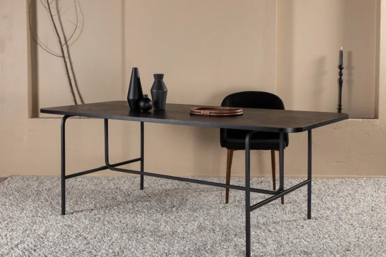 Must MDF-ist söögilaud Uno metallraamiga (200 × 90 cm) - 15592-488