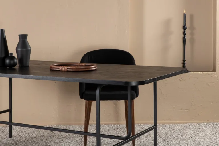 Must MDF-ist söögilaud Uno metallraamiga (200 × 90 cm) - 15592-488