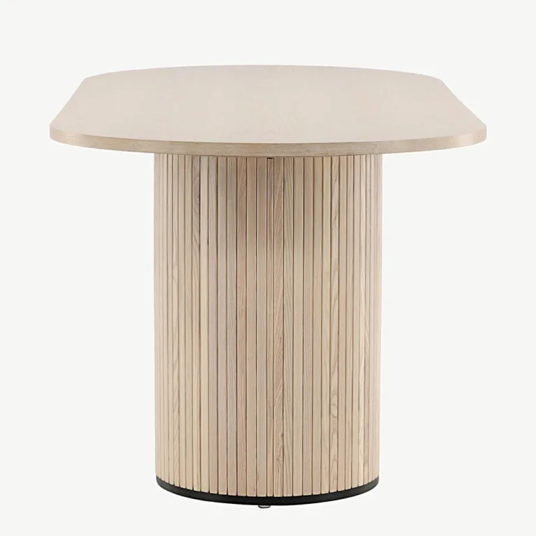 Ovaalne söögilaud Bianca, valgeks peitsitud MDF ja vineer, 200 × 90 cm - 15595-840