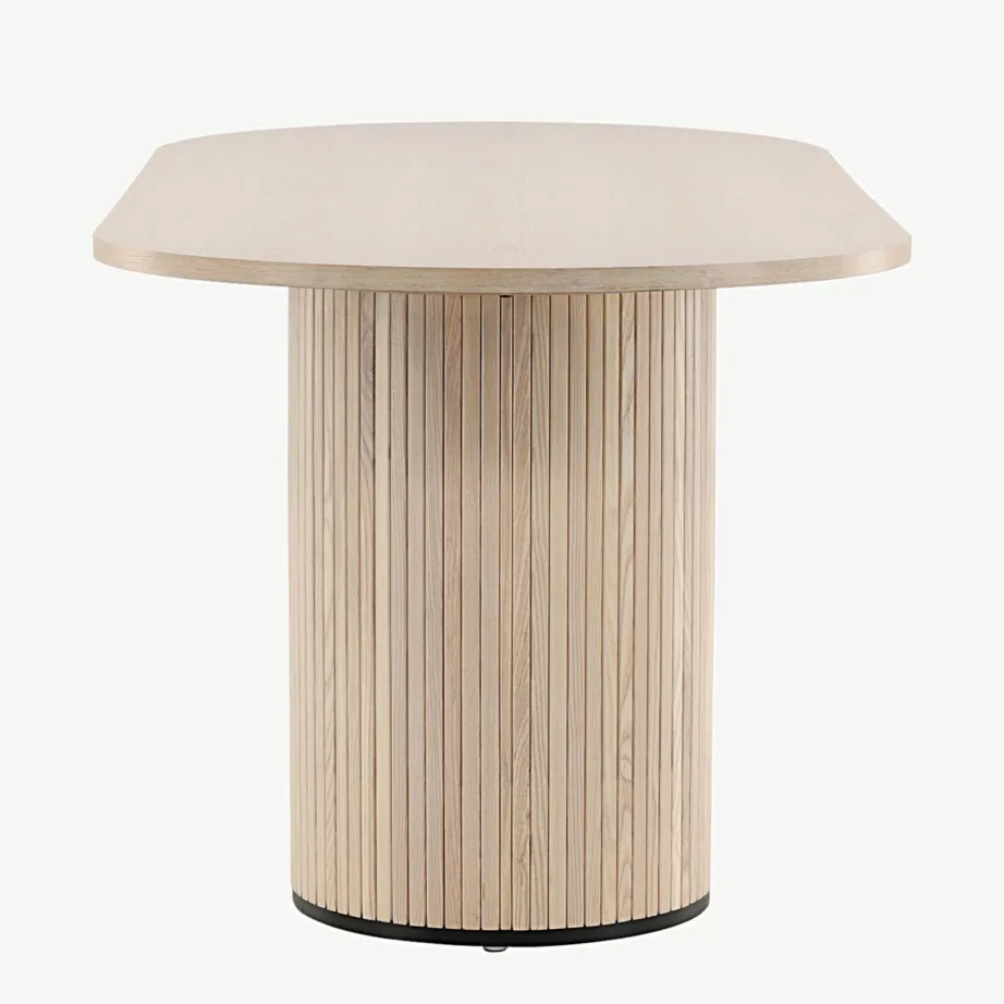 Ovaalne söögilaud Bianca, valgeks peitsitud MDF ja vineer, 200 × 90 cm, 15595-840 – 3