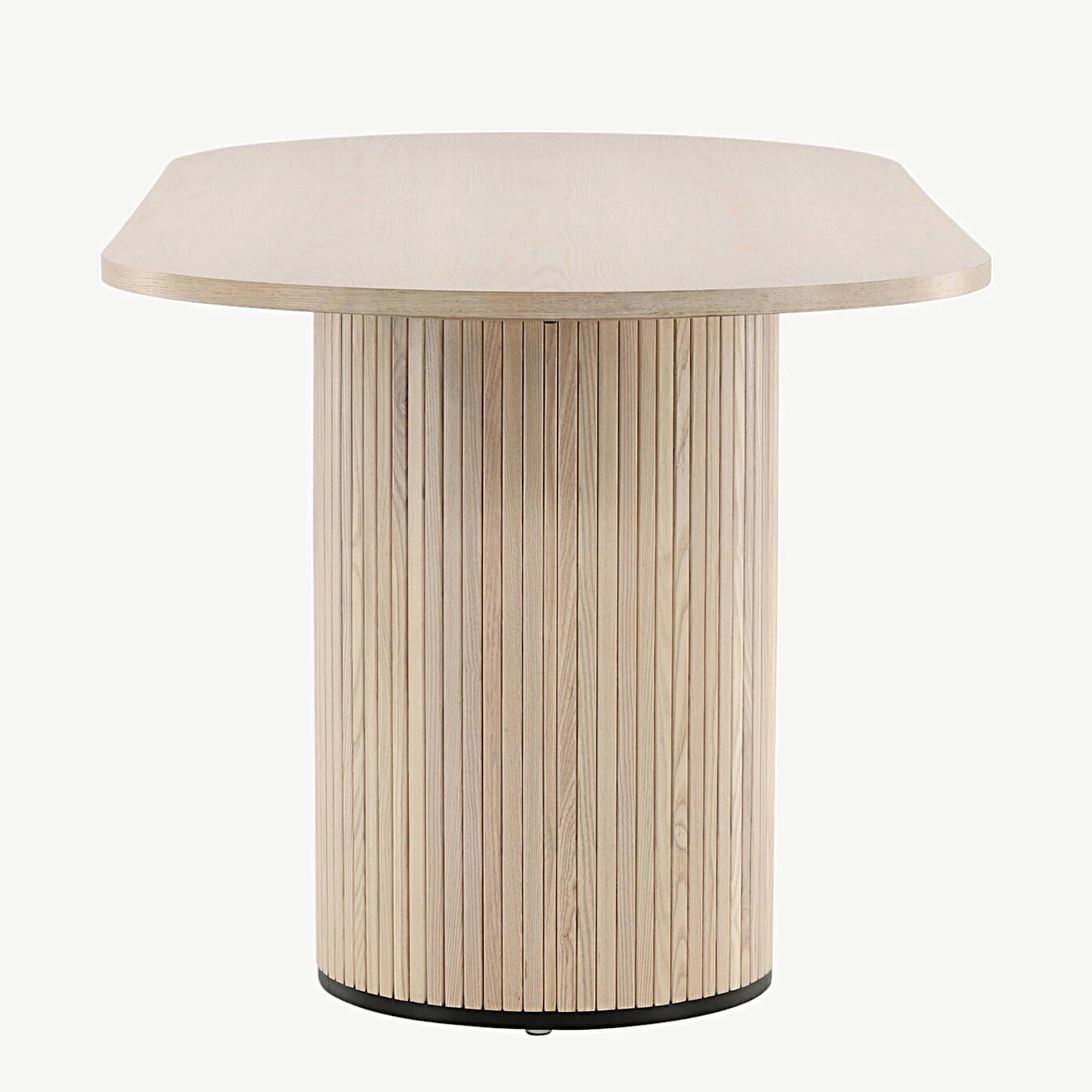 Ovaalne söögilaud Bianca, valgeks peitsitud MDF ja vineer, 200 × 90 cm - 15595-840