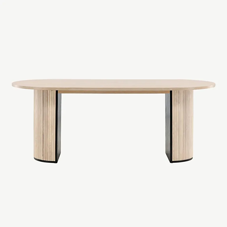 Ovaalne söögilaud Bianca, valgeks peitsitud MDF ja vineer, 200 × 90 cm - 15595-840