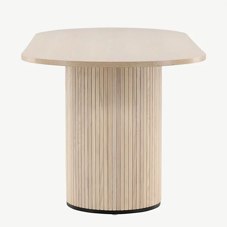 Ovaalne söögilaud Bianca, valgeks peitsitud MDF ja vineer, 200 × 90 cm - 15595-840