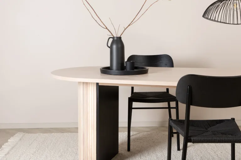 Ovaalne söögilaud Bianca, valgeks peitsitud MDF ja vineer, 200 × 90 cm - 15595-840
