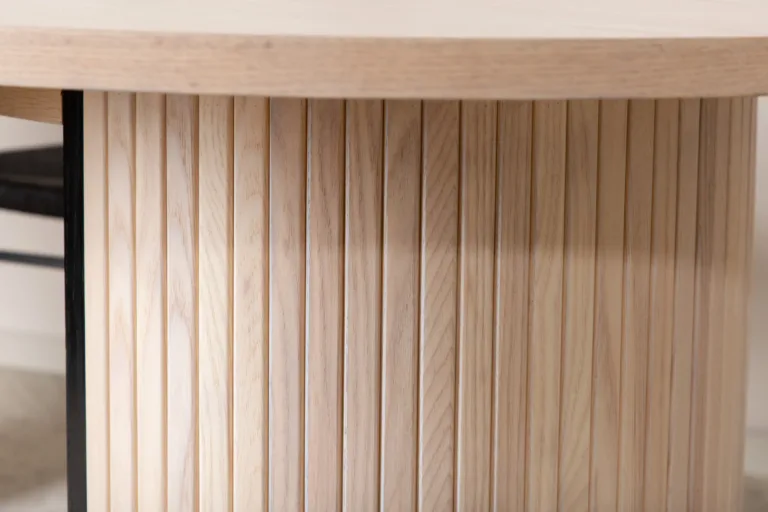 Ovaalne söögilaud Bianca, valgeks peitsitud MDF ja vineer, 200 × 90 cm - 15595-840