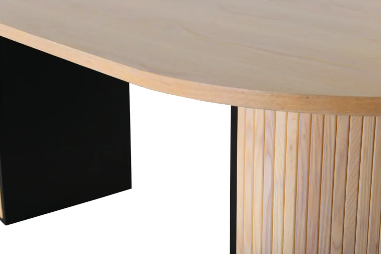 Ovaalne söögilaud Bianca, valgeks peitsitud MDF ja vineer, 200 × 90 cm - 15595-840