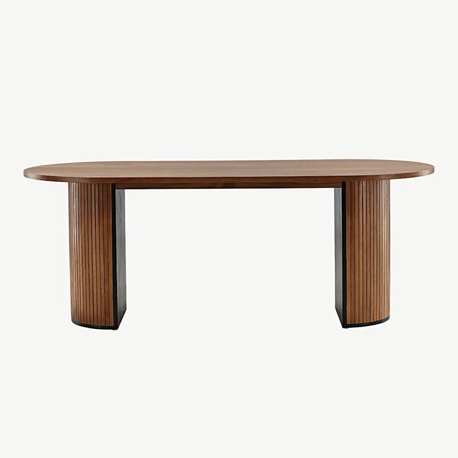 Ovaalne pähklispooniga söögilaud Bianca, soonilise jalaga, 15595-846 – 2