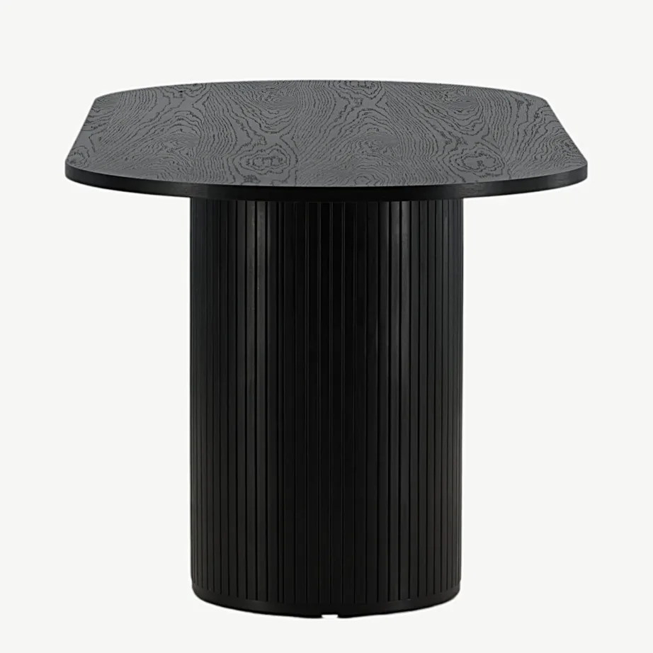 Ovaalne must söögilaud Bianca kollektsioonist, MDF ja musta vineeriga, 15595-848 – 2