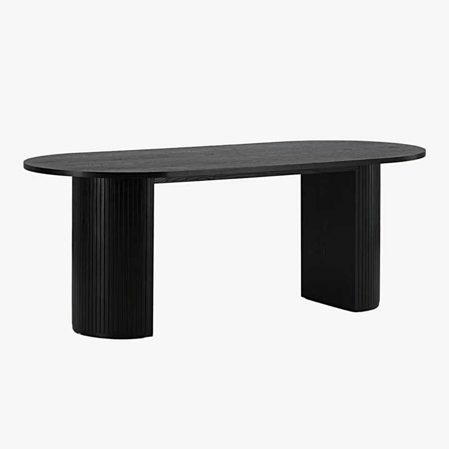 Ovaalne must söögilaud Bianca kollektsioonist, MDF ja musta vineeriga, 15595-848 – 3