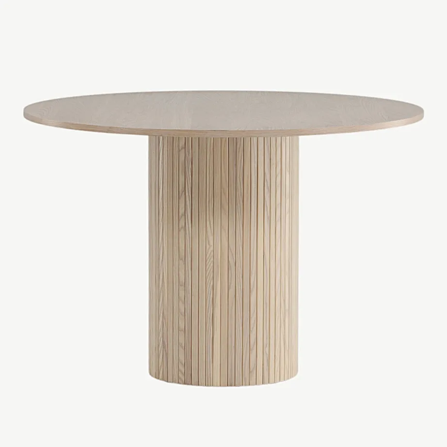 Ümmargune söögilaud Bianca valgeks peitsitud tammevineerist, ø110 cm, 15596-840 – 2