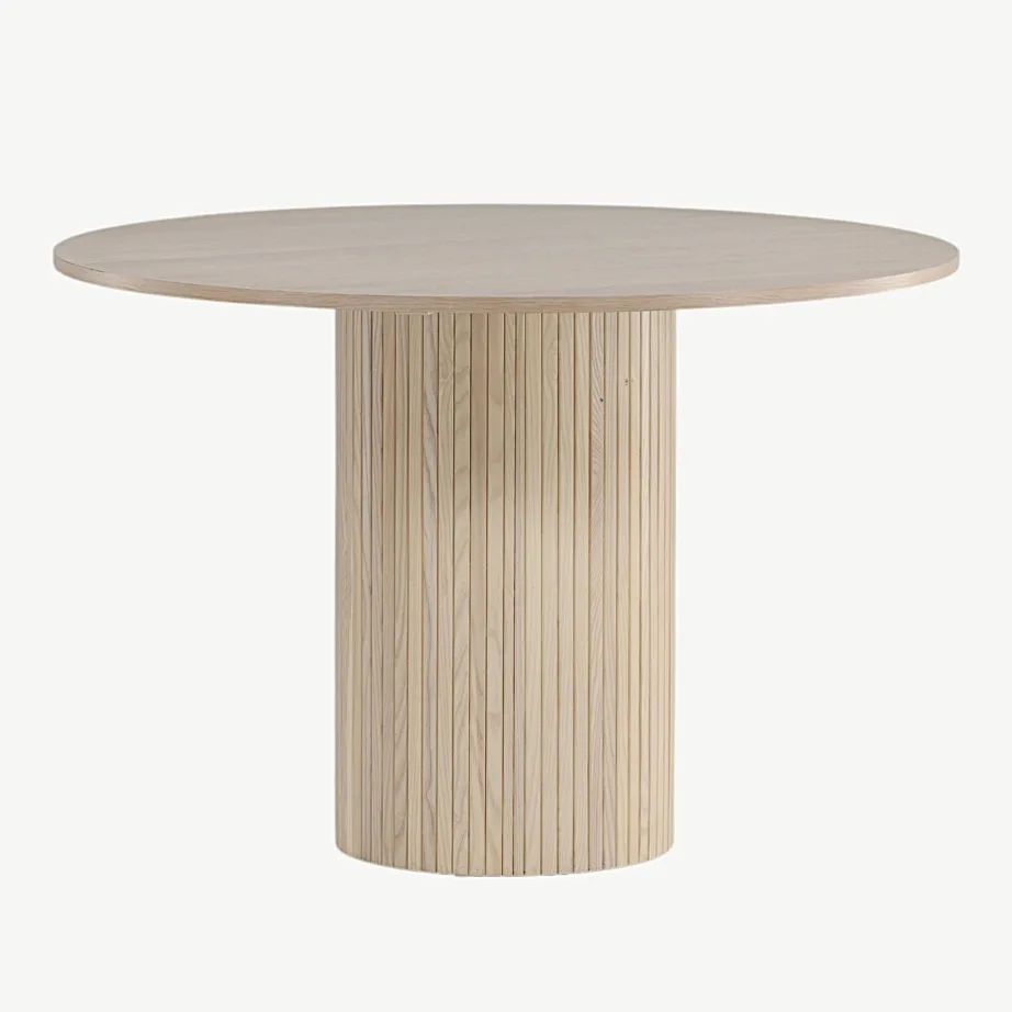 Ümmargune söögilaud Bianca valgeks peitsitud tammevineerist, ø110 cm, 15596-840 – 3