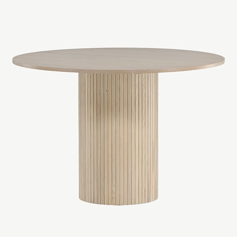 Ümmargune söögilaud Bianca valgeks peitsitud tammevineerist, ø110 cm, 15596-840 – 7