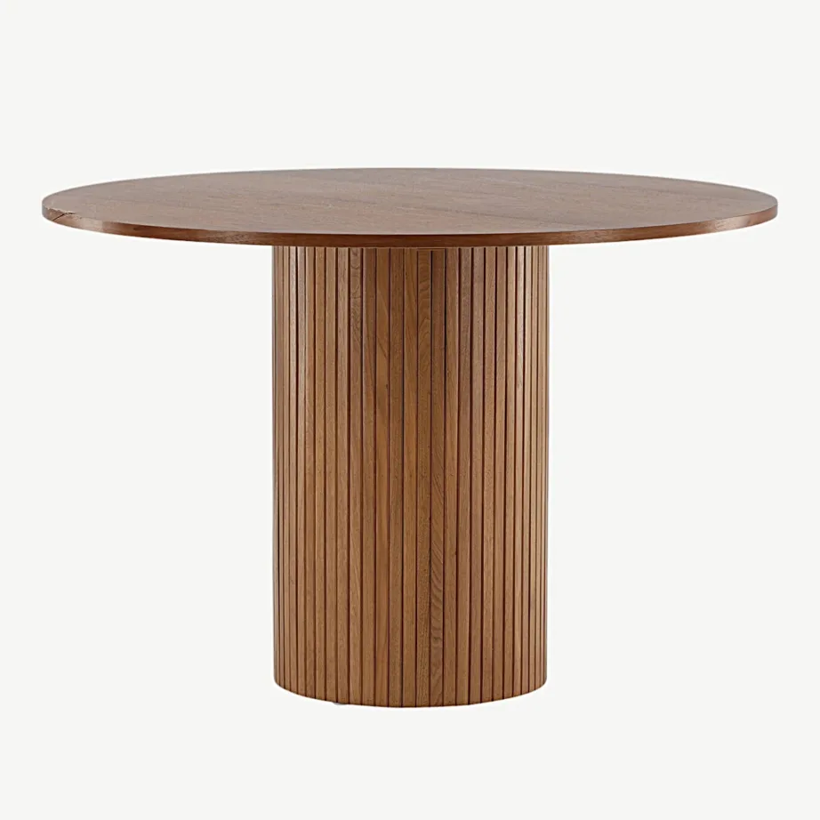 Bianca ümmargune söögilaud, pähklispooniga, Ø110 cm, 15596-846 – 2