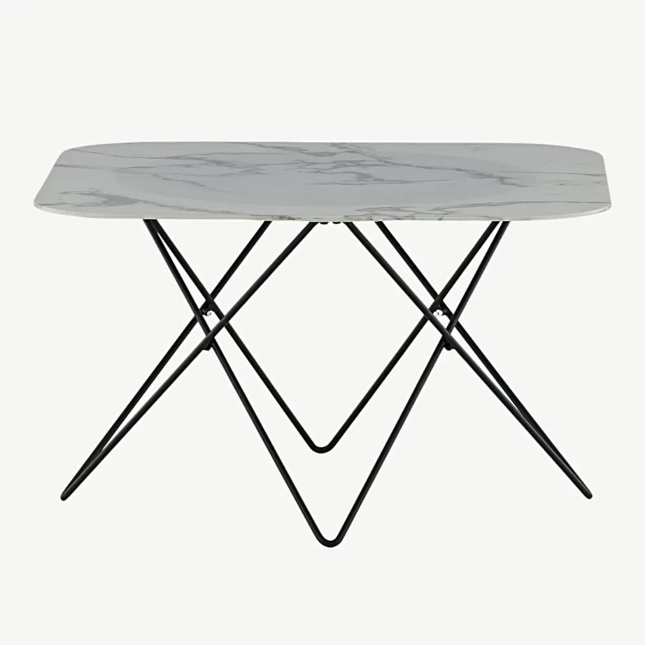 Valge marmorklaasist ja musta raamiga diivanilaud Tristar (80 × 80 cm), 15599-580 – 2