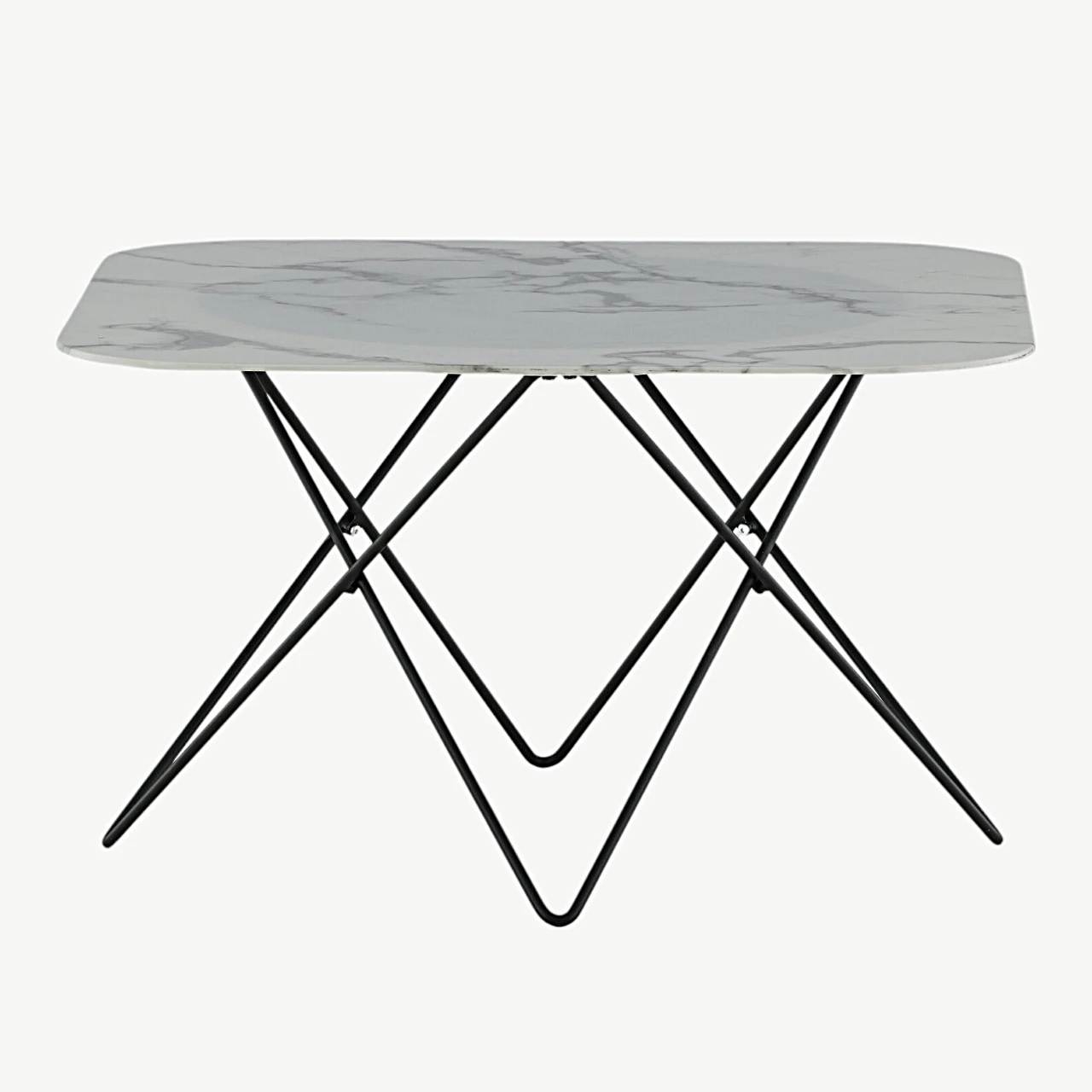 Valge marmorklaasist ja musta raamiga diivanilaud Tristar (80 × 80 cm) - 15599-580