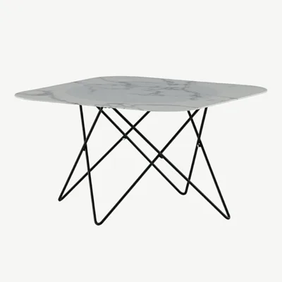 Valge marmorklaasist ja musta raamiga diivanilaud Tristar (80 × 80 cm) - 15599-580
