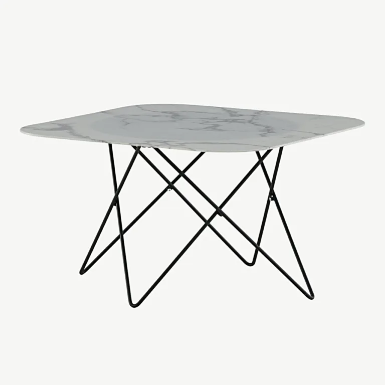 Valge marmorklaasist ja musta raamiga diivanilaud Tristar (80 × 80 cm) - 15599-580