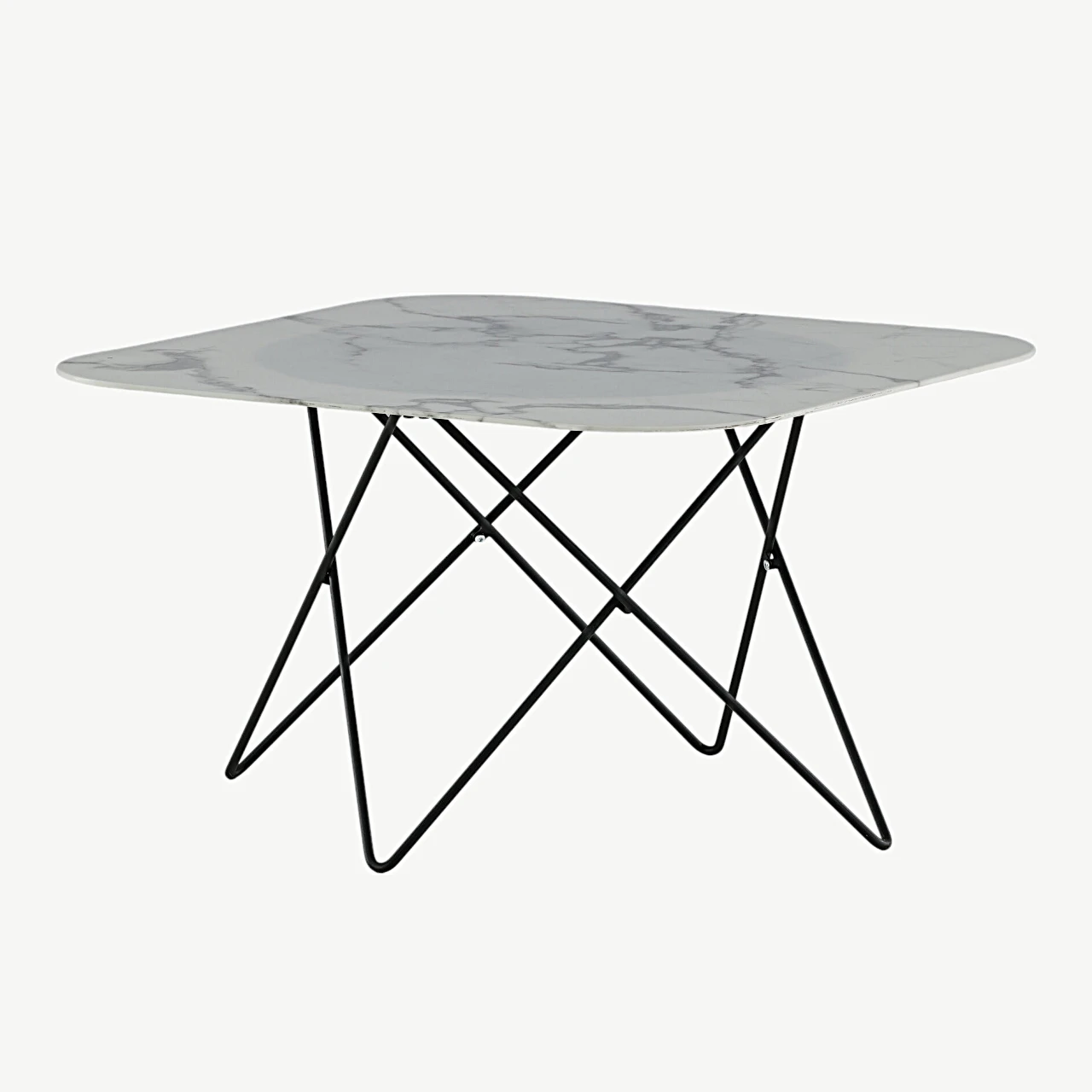 Valge marmorklaasist ja musta raamiga diivanilaud Tristar (80 × 80 cm) - 15599-580