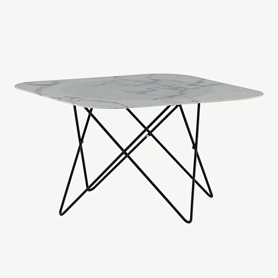 Valge marmorklaasist ja musta raamiga diivanilaud Tristar (80 × 80 cm), 15599-580 – 3