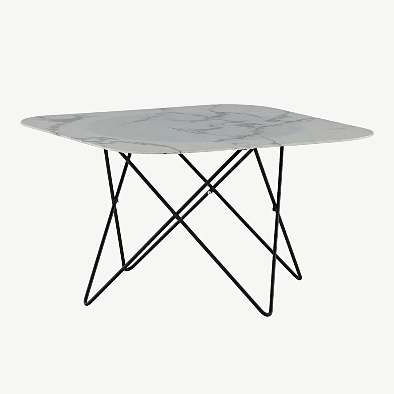 Valge marmorklaasist ja musta raamiga diivanilaud Tristar (80 × 80 cm) - 15599-580