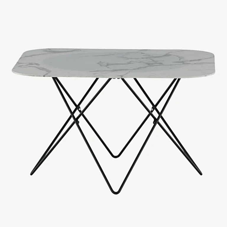 Valge marmorklaasist ja musta raamiga diivanilaud Tristar (80 × 80 cm) - 15599-580