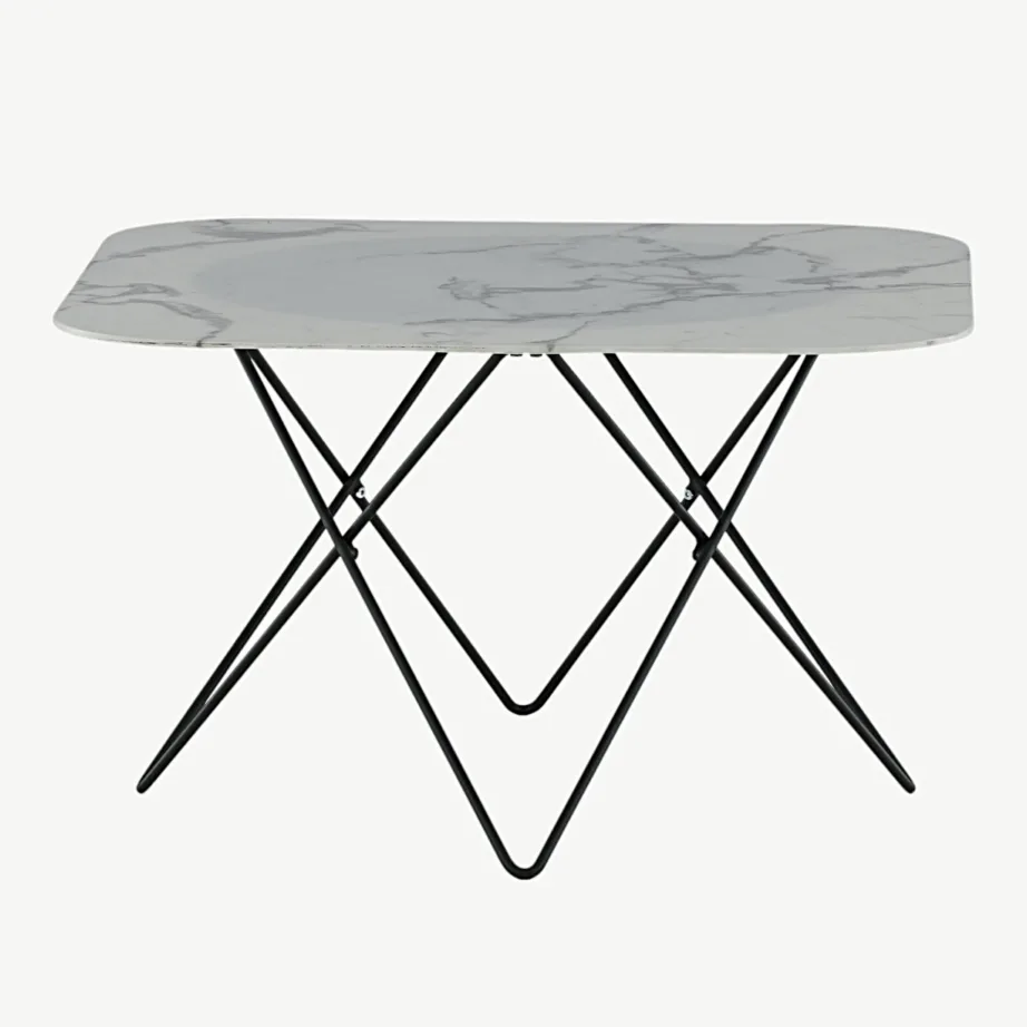 Valge marmorklaasist ja musta raamiga diivanilaud Tristar (80 × 80 cm), 15599-580 – 4