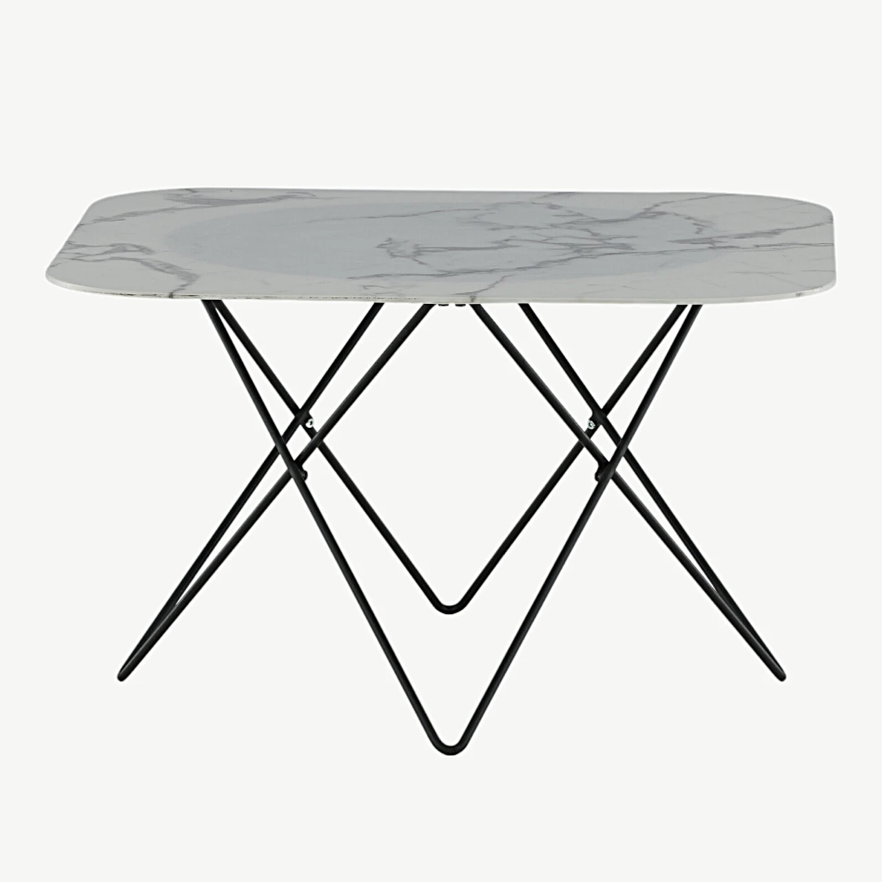 Valge marmorklaasist ja musta raamiga diivanilaud Tristar (80 × 80 cm) - 15599-580