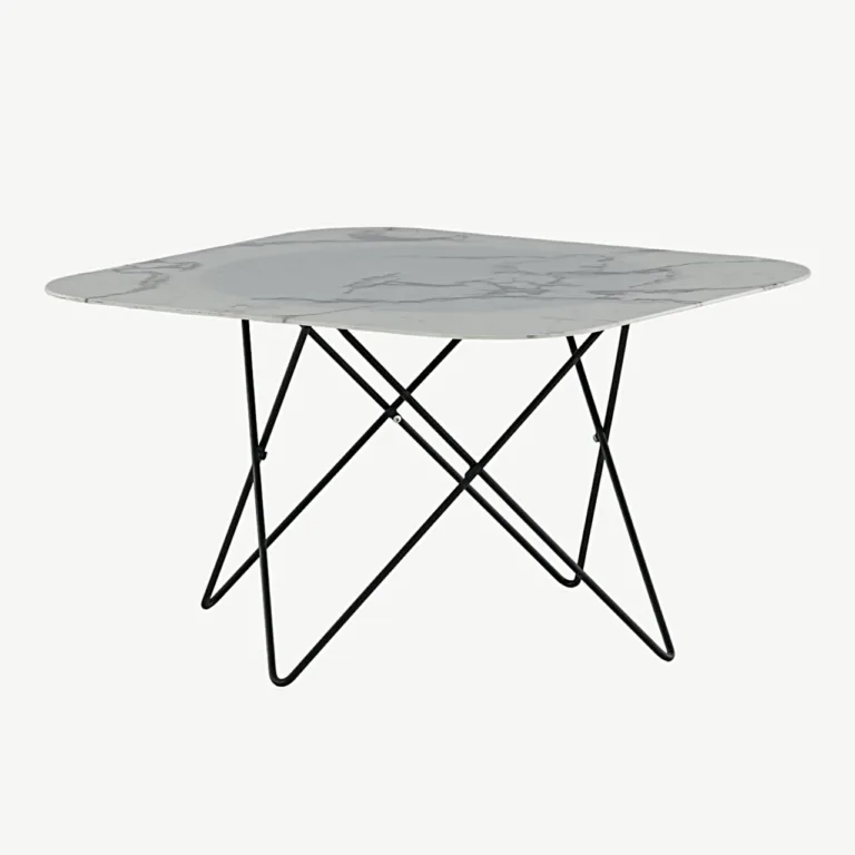 Valge marmorklaasist ja musta raamiga diivanilaud Tristar (80 × 80 cm) - 15599-580