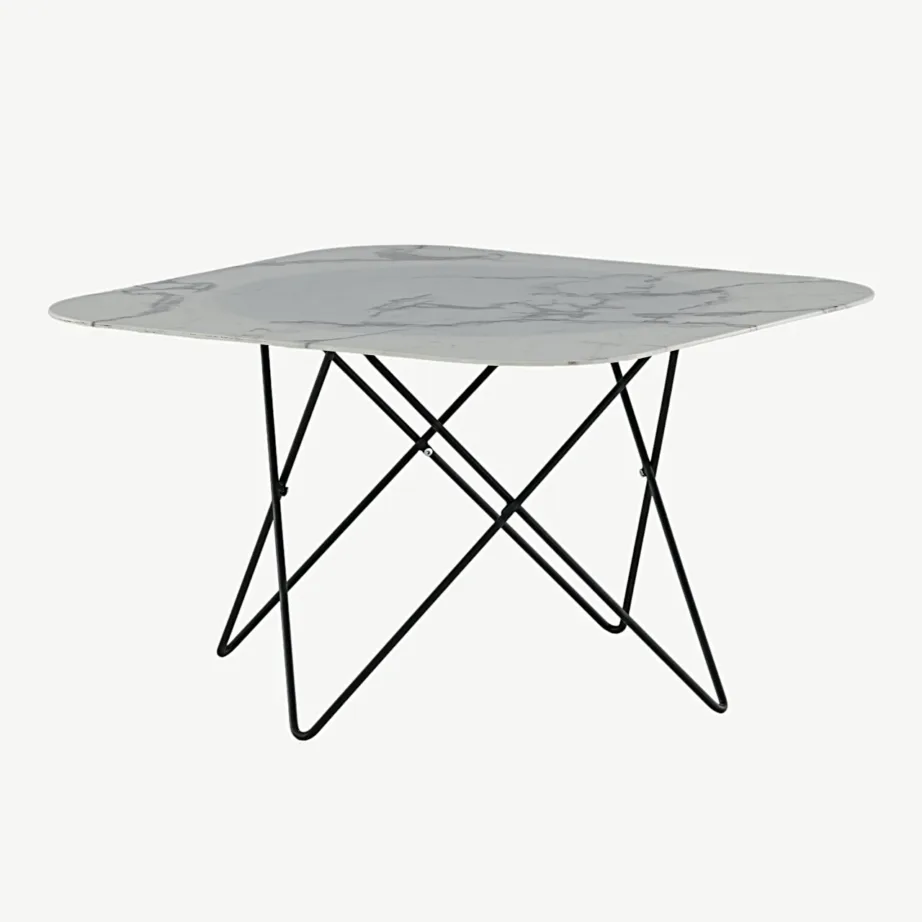 Valge marmorklaasist ja musta raamiga diivanilaud Tristar (80 × 80 cm), 15599-580 – 5
