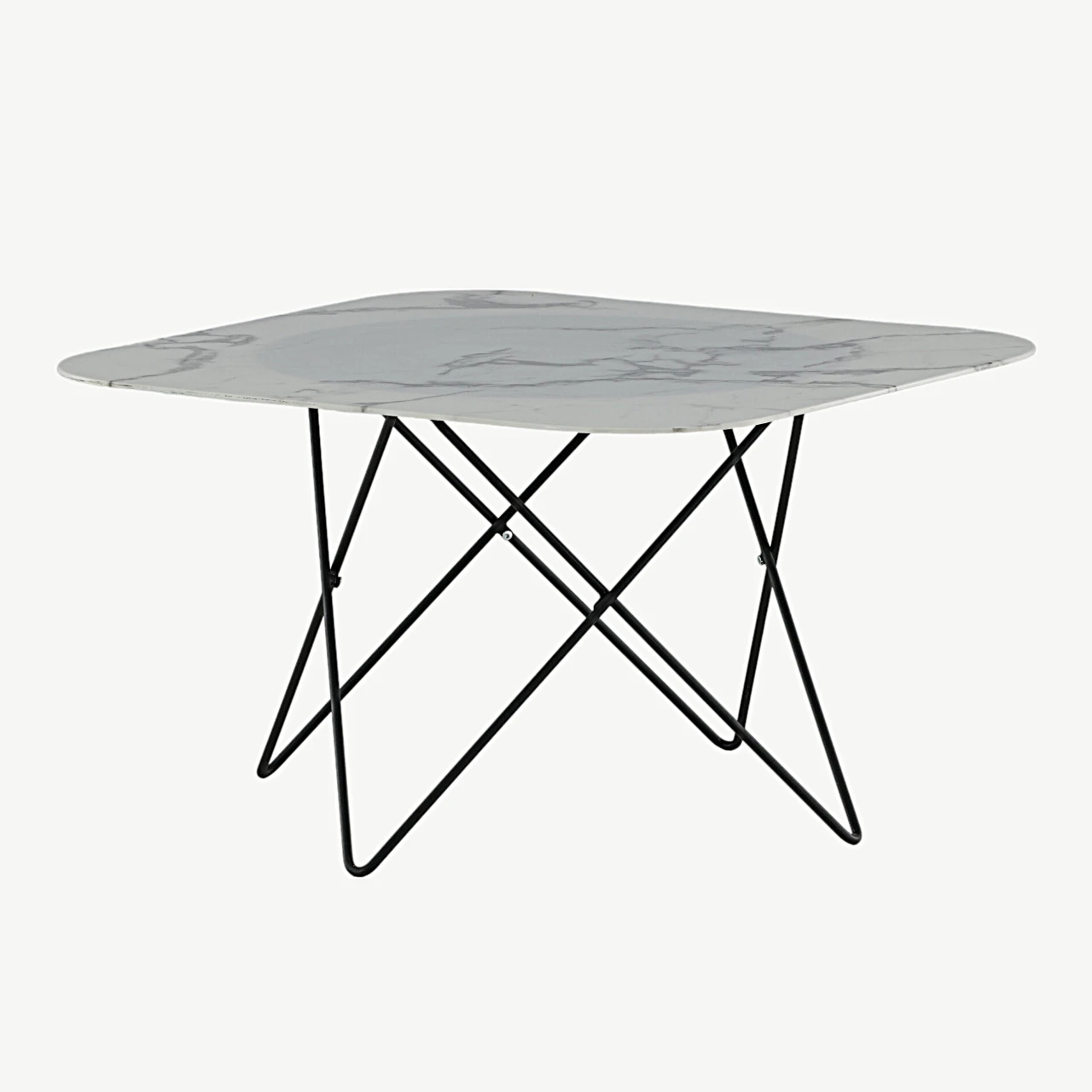 Valge marmorklaasist ja musta raamiga diivanilaud Tristar (80 × 80 cm) - 15599-580