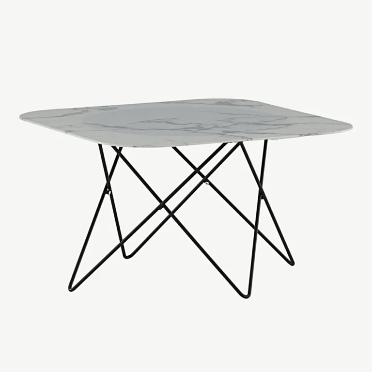 Valge marmorklaasist ja musta raamiga diivanilaud Tristar (80 × 80 cm) - 15599-580