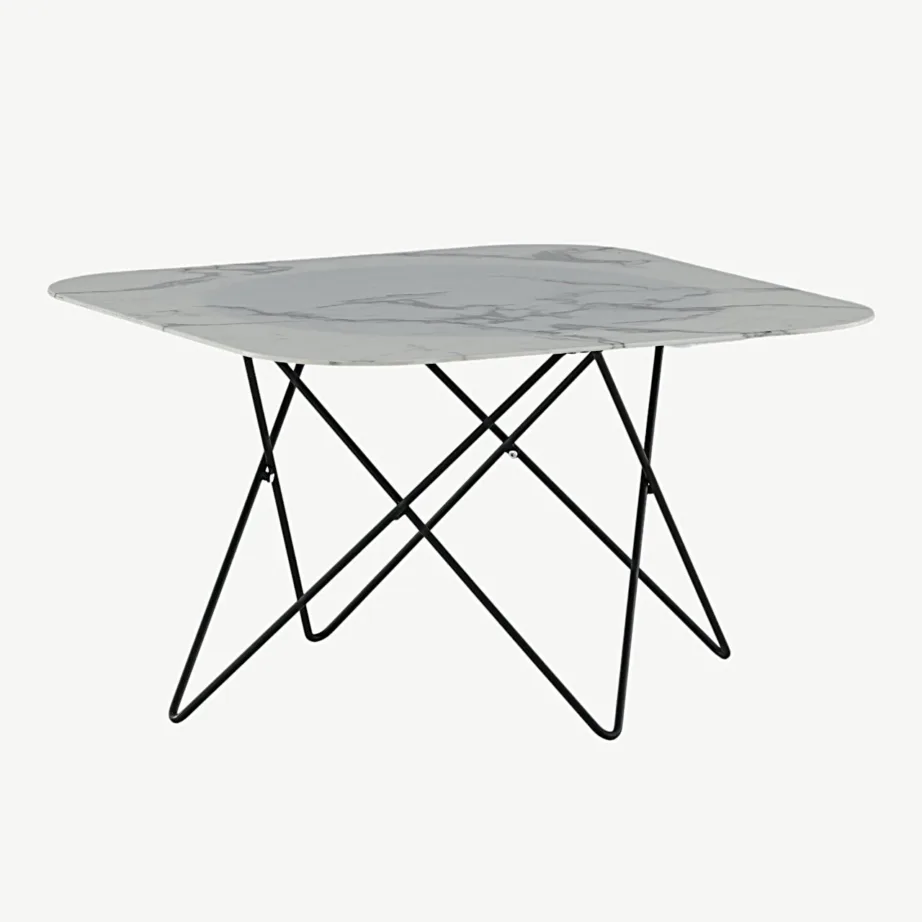 Valge marmorklaasist ja musta raamiga diivanilaud Tristar (80 × 80 cm), 15599-580 – 6