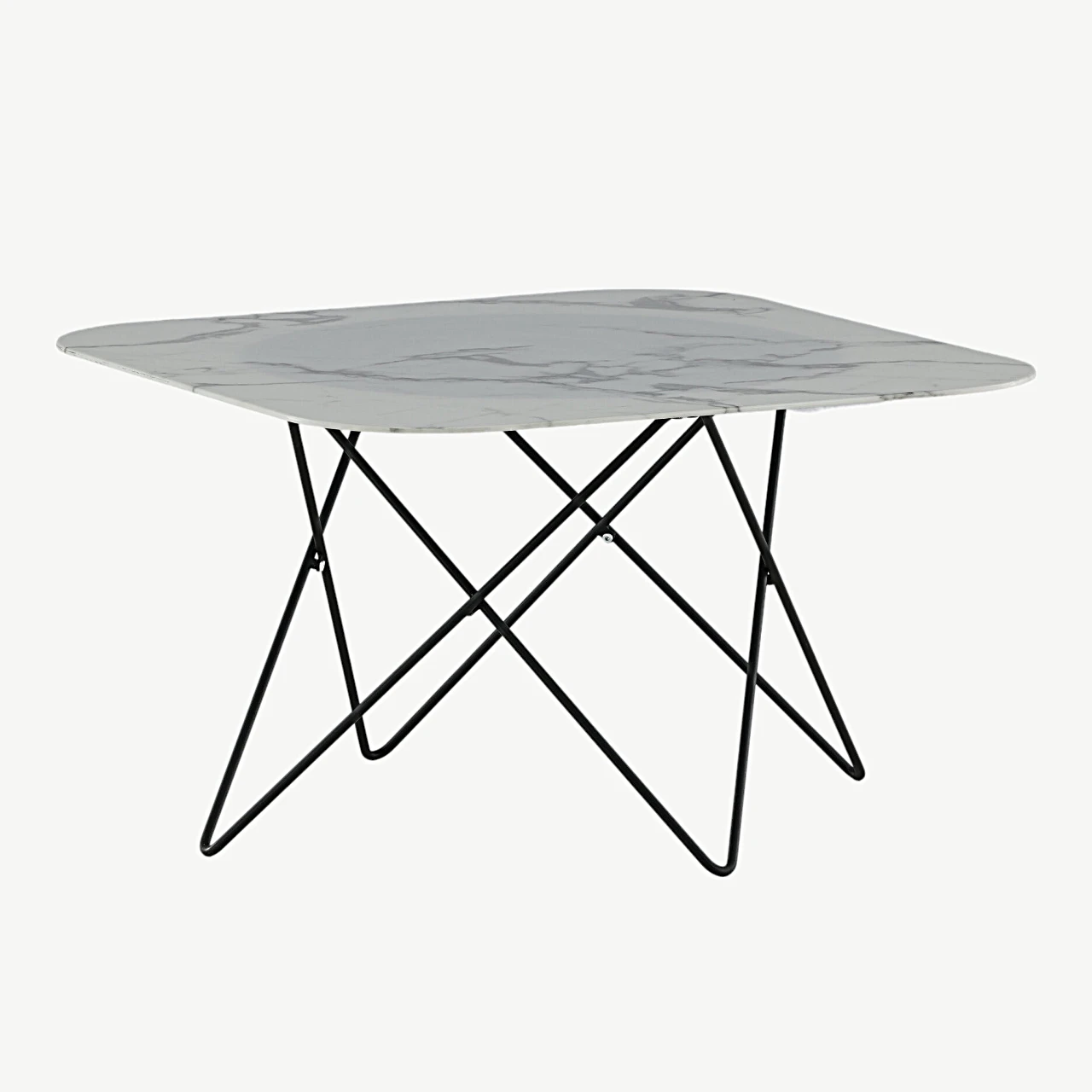 Valge marmorklaasist ja musta raamiga diivanilaud Tristar (80 × 80 cm) - 15599-580