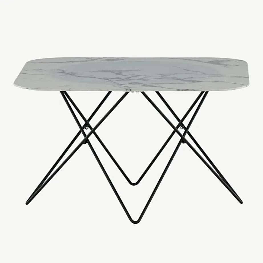 Valge marmorklaasist ja musta raamiga diivanilaud Tristar (80 × 80 cm), 15599-580 – 7