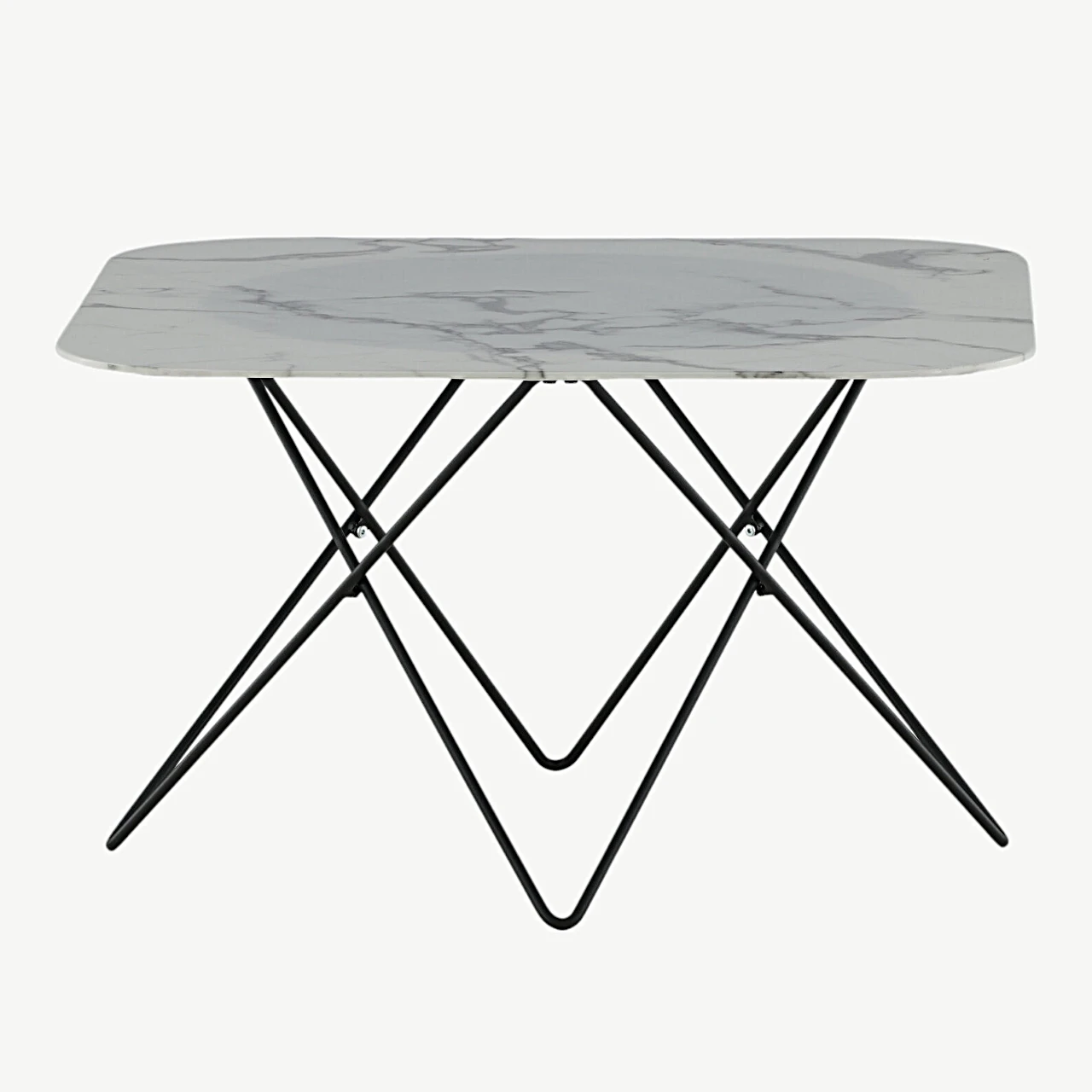 Valge marmorklaasist ja musta raamiga diivanilaud Tristar (80 × 80 cm) - 15599-580
