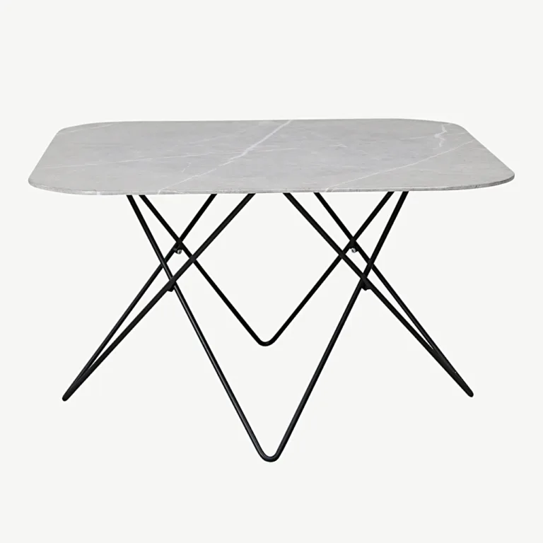 Hallist marmorklaasist diivanilaud Tristar, musta terasraamiga (80 × 80 cm) - 15599-585