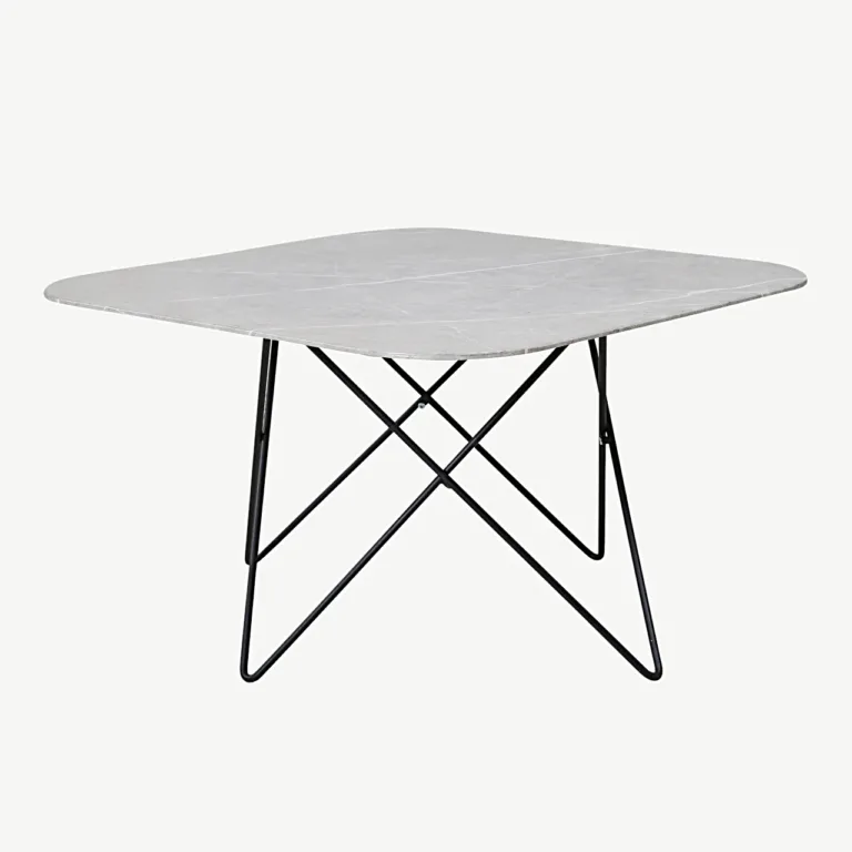 Hallist marmorklaasist diivanilaud Tristar, musta terasraamiga (80 × 80 cm) - 15599-585