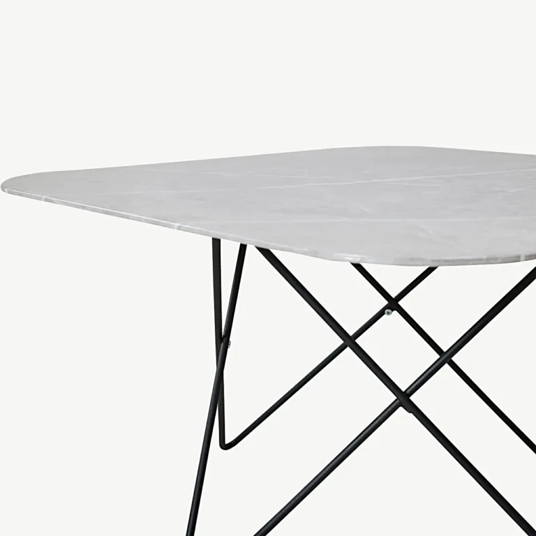 Hallist marmorklaasist diivanilaud Tristar, musta terasraamiga (80 × 80 cm) - 15599-585