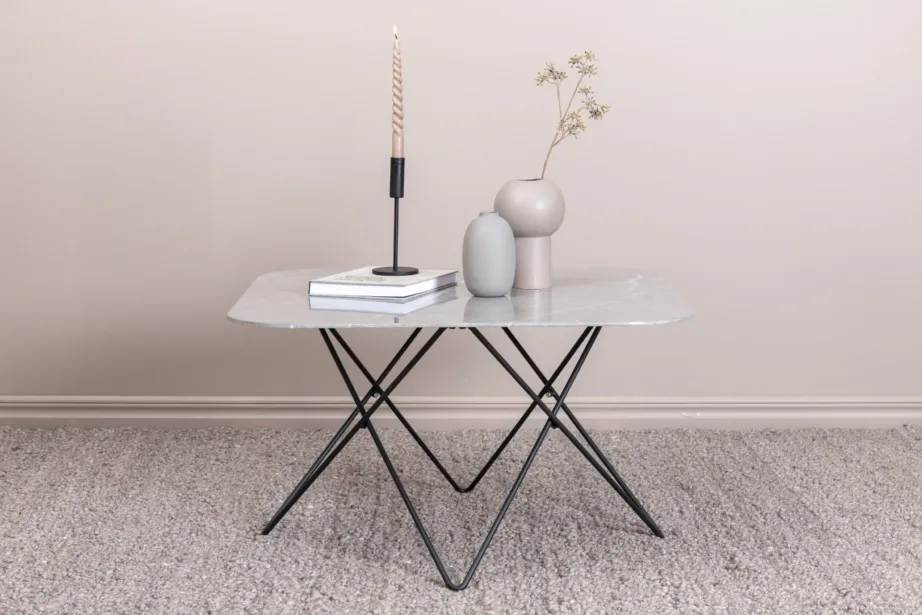 Hallist marmorklaasist diivanilaud Tristar, musta terasraamiga (80 × 80 cm), 15599-585 – 4