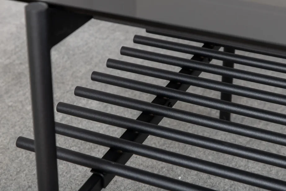 Must klaasist diivanilaud Von Staf, metallriiuliga, 15603-888 – 11