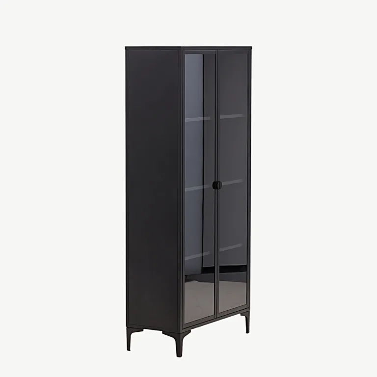 Must vitriinkapp Piring, pulbervärvitud terasest ja klaasiga, 90 × 190 cm - 15617-208