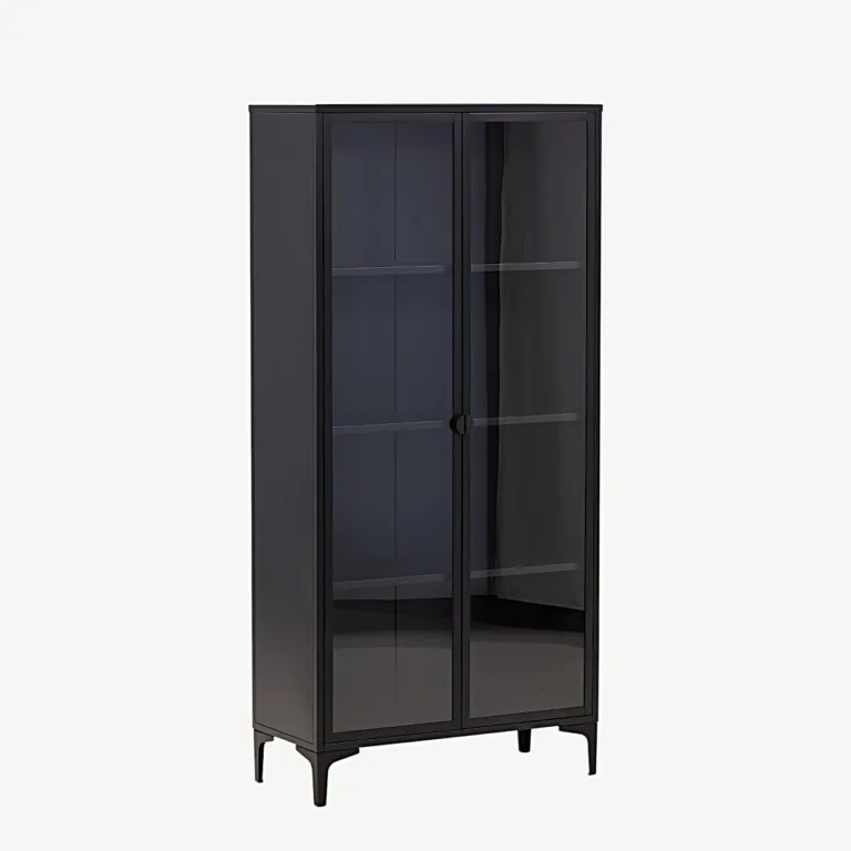 Must vitriinkapp Piring, pulbervärvitud terasest ja klaasiga, 90 × 190 cm - 15617-208